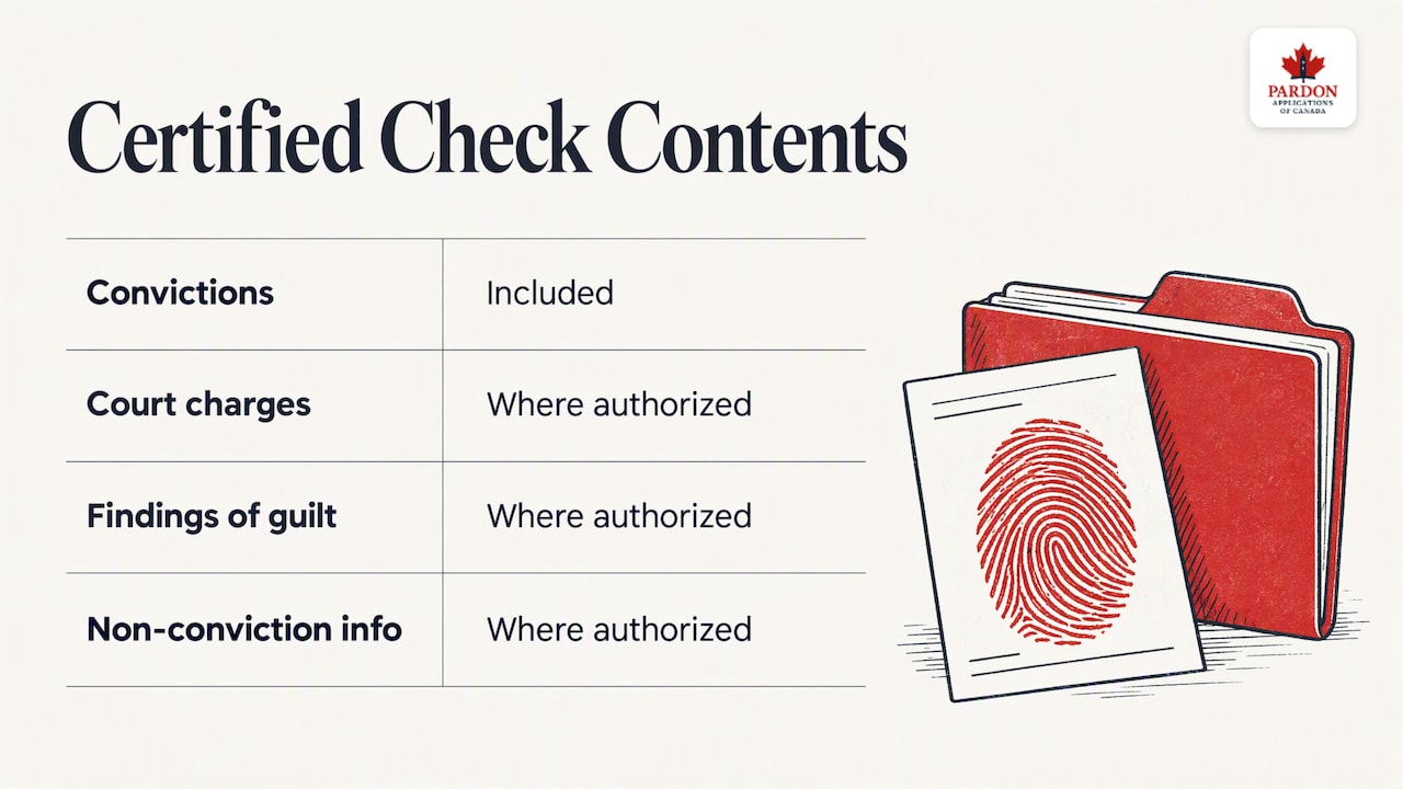 Information categories in a certified record check